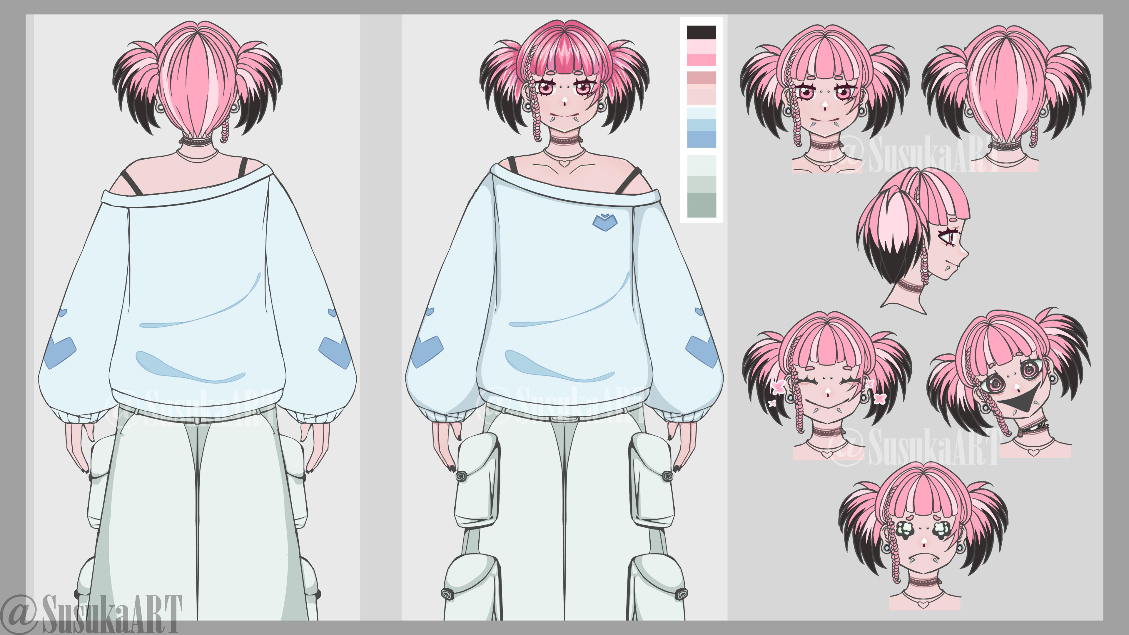 GENERAL SHEET - $180 -Front and back -3 Expressions -1 Outfit ADDITIONALS (each) Body Angle: $50 Outfit: $30 Head Angle: $20 Expression: $10 Commercial Use: $80